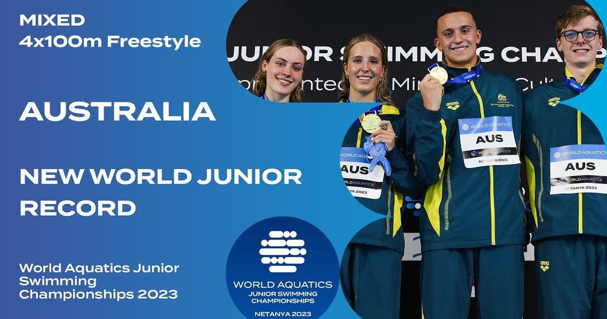 New World Junior Record Mixed 4x100m Relay World Aquatics Junior New World Junior Record Mixed 4x100m Relay World Aquatics Junior